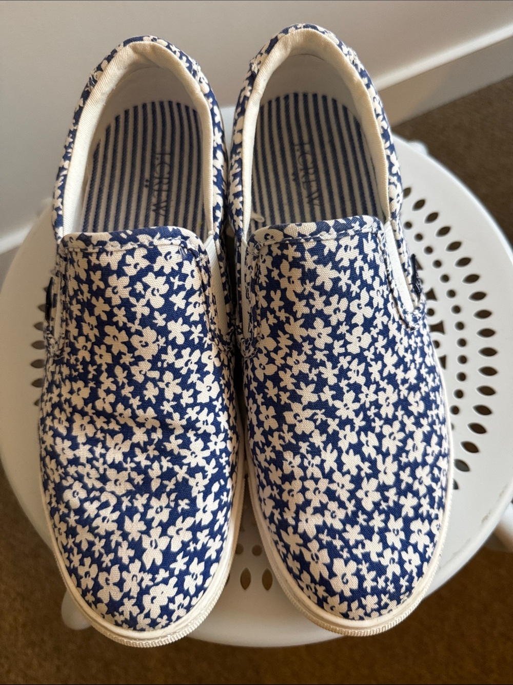 JCrew Slip-On Canvas Shoes in Navy Floral Print